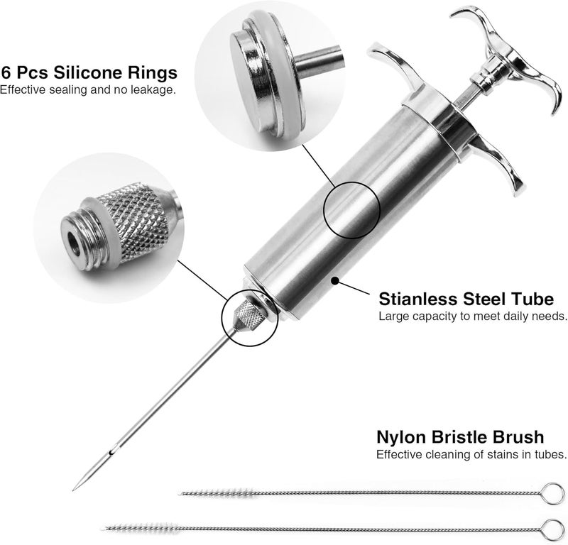 Dormercy Meat Injector Syringe Kit, Flavor Injector with 3 Marinade Needles, Stainless Steel Kitchen Food Injection Syringe for Turkey Cooking - Image 3